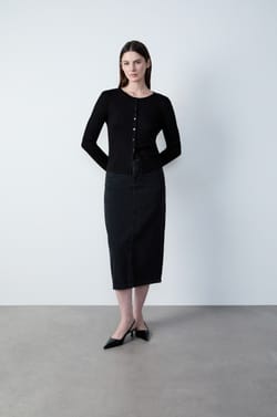 Knitted Button-Up Cardigan;${refinementColor}