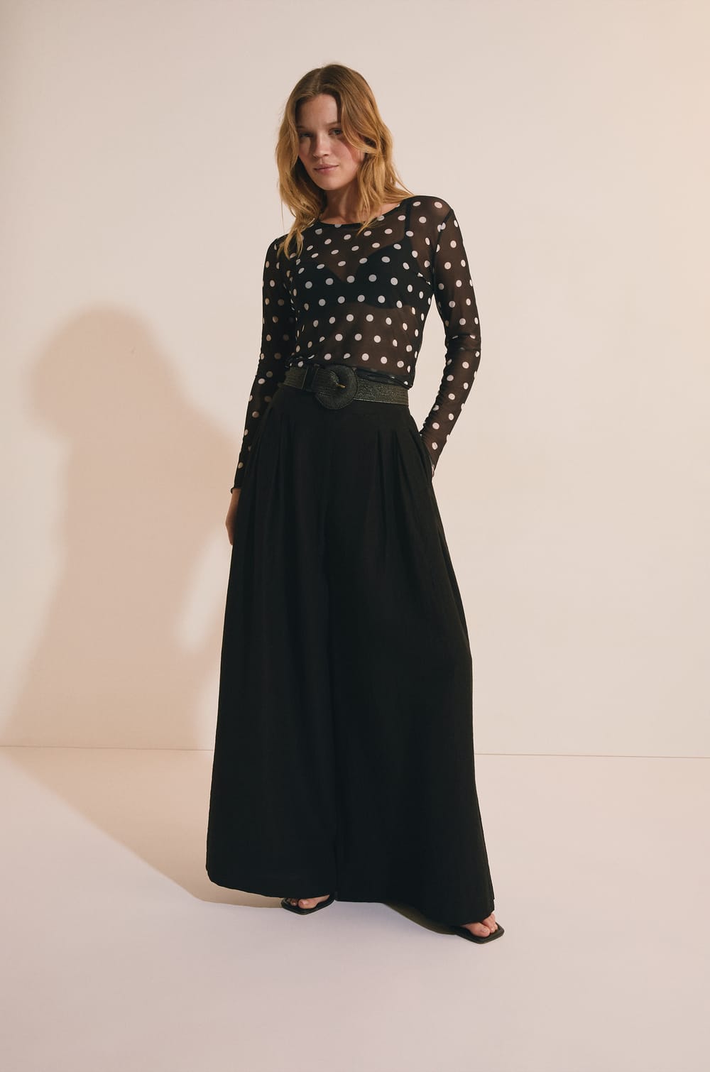 T-shirt manches longues &agrave; pois;${refinementColor}