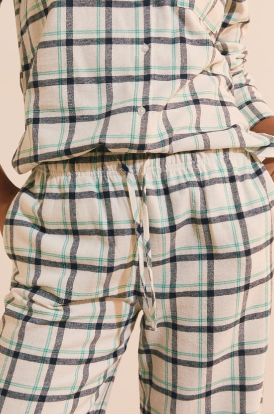 Pantalon de pyjama &agrave; carreaux en coton;${refinementColor}