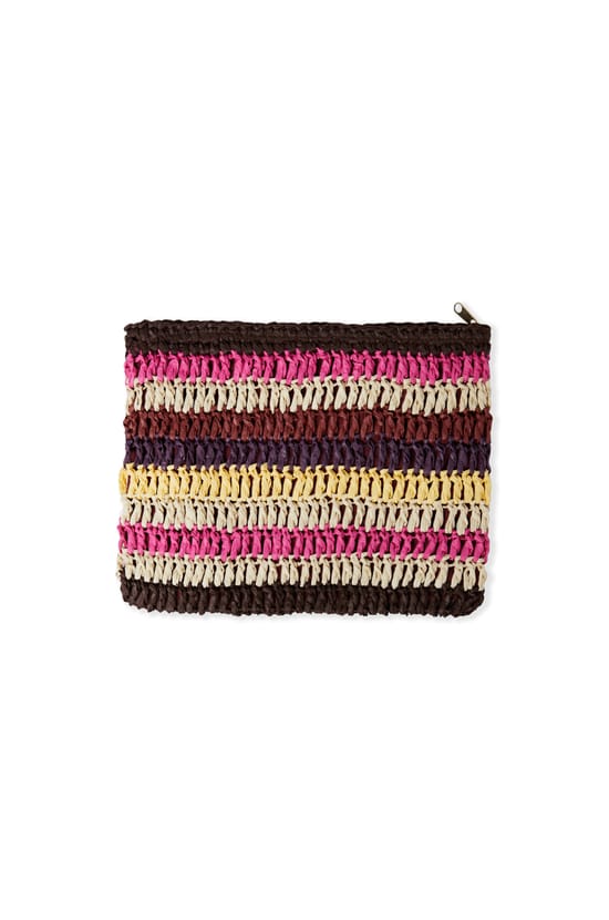 Pochette en raphia &agrave; rayures;${refinementColor}