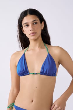 Triangle pearl details bikini top;${refinementColor}