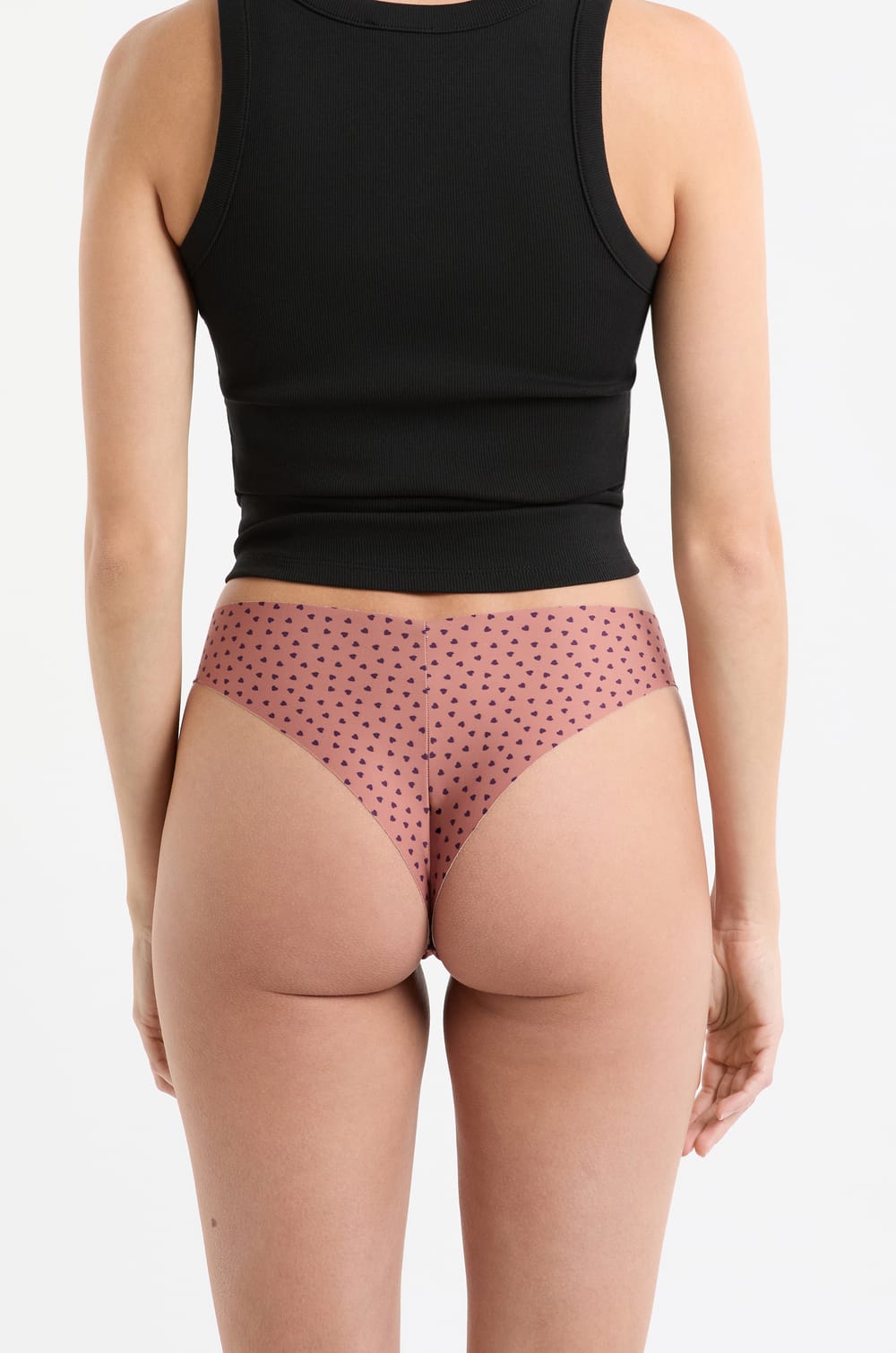 Tanga aus nahtloser Mikrofaser mit Herzmuster;${refinementColor}