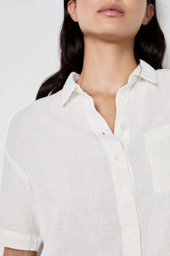 Chemise manches courtes en gaze de coton;${refinementColor}