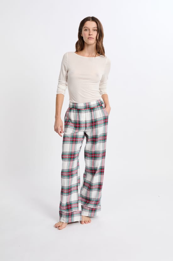 Pantalon de pyjama à carreaux en coton;${refinementColor}