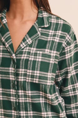 Chemise de nuit &agrave; carreaux en coton;${refinementColor}