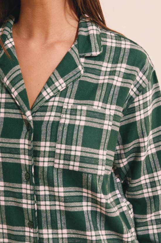 Chemise de nuit &agrave; carreaux en coton;${refinementColor}