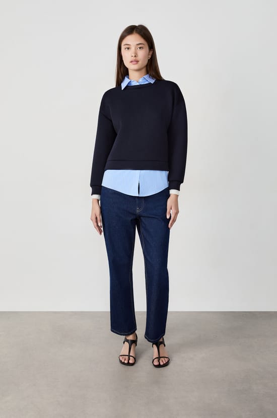 Sweatshirt with Shirt Collar;${refinementColor}