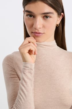 High Neck T-shirt with Wool;${refinementColor}