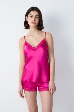 Silk Camisole with Lace Details;${refinementColor}
