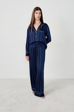 Striped satin pyjama trousers;${refinementColor}