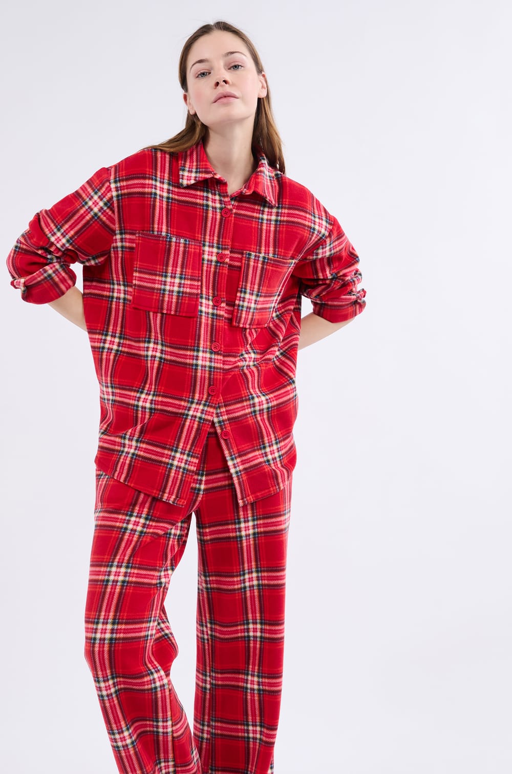 Camisa de pijama a cuadros;${refinementColor}