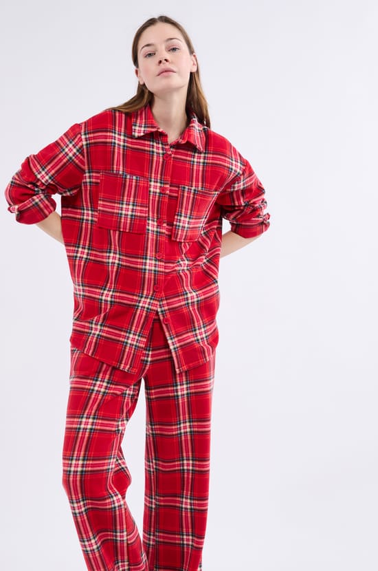 Camisa de pijama a cuadros;${refinementColor}