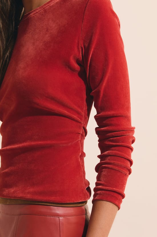 T-shirt manches courtes en velours;${refinementColor}