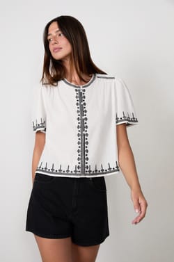 Embroidered cotton blouse;${refinementColor}