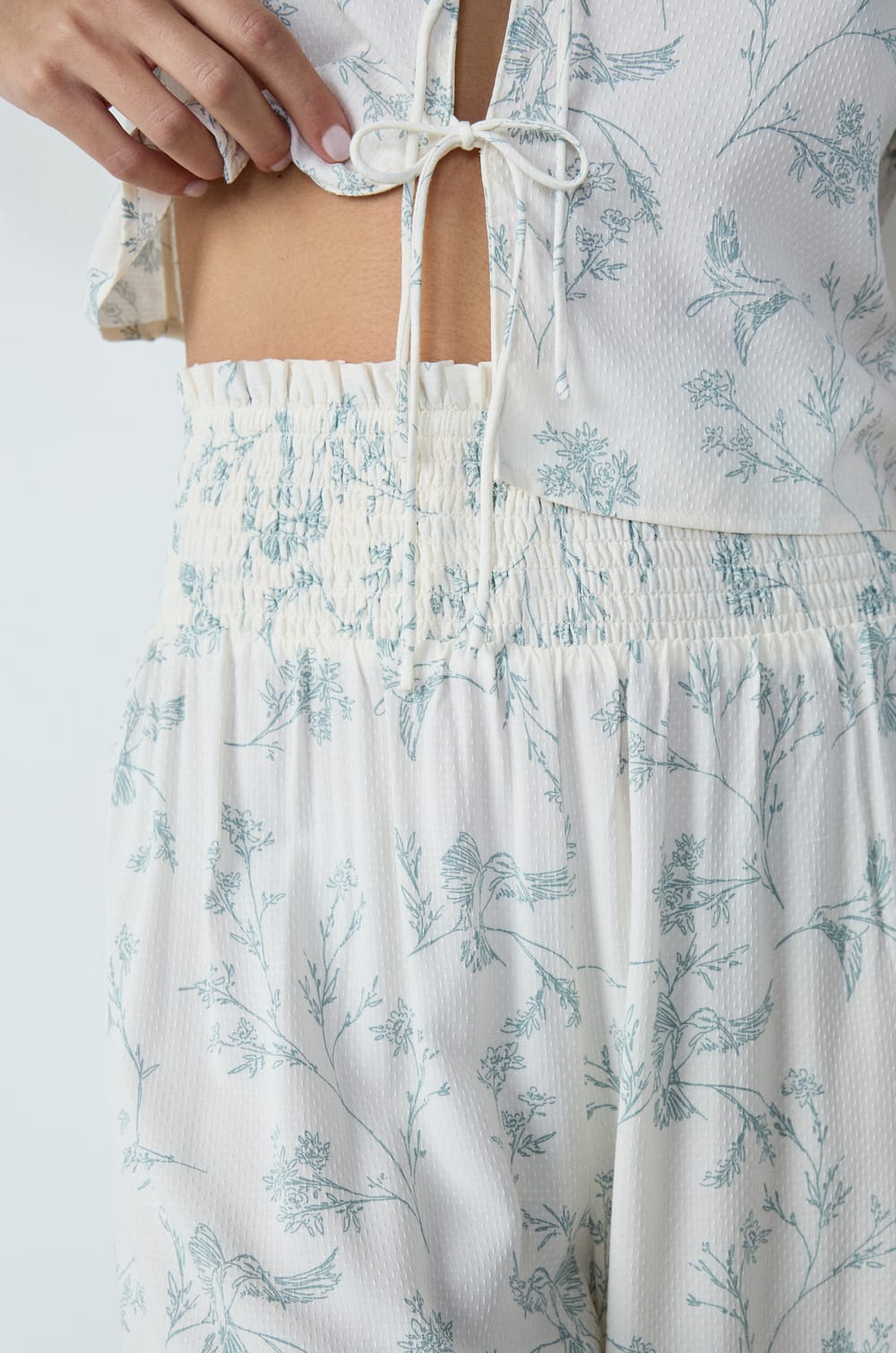 Pajama Pants With Floral Pattern;${refinementColor}