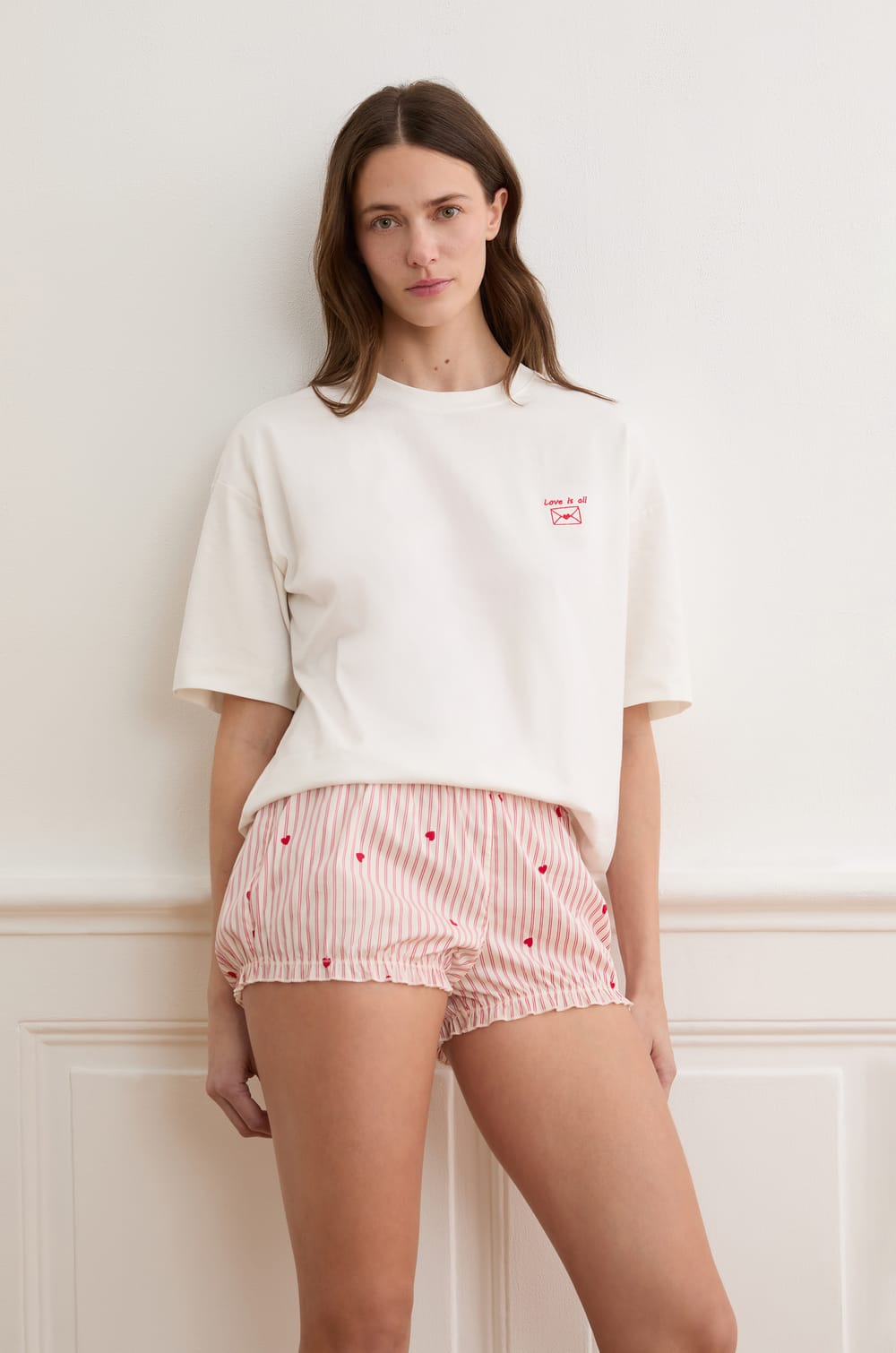 Short bloomer  &agrave; rayures et c&oelig;urs avec coton;${refinementColor}