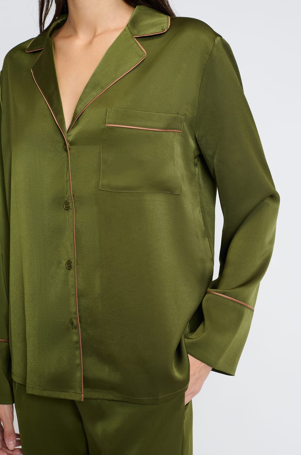 Chemise de pyjama satiné à imprimés;${refinementColor}