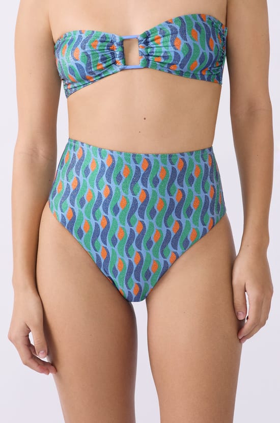 High-Waist Bikini Bottom with Sequins;${refinementColor}