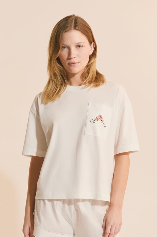 T-shirt de pyjama en coton avec imprim&eacute;;${refinementColor}