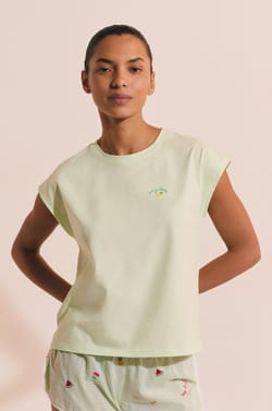 T-shirt de pyjama &agrave; inscription "juicy lover" en coton;${refinementColor}