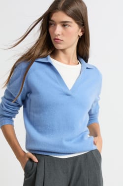 Pull col polo en cachemire;${refinementColor}