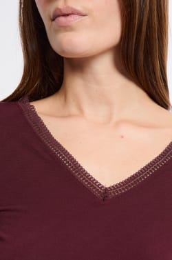 T-shirt col V maille thermique;${refinementColor}