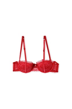 Push-up balconette bra in satin and eyelash lace;${refinementColor}
