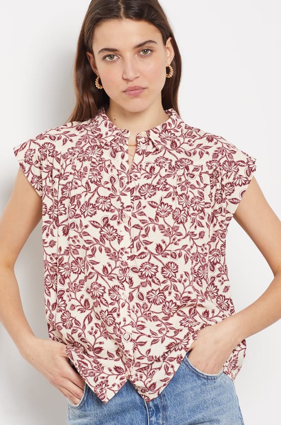 Floral Short-sleeved Shirt;${refinementColor}
