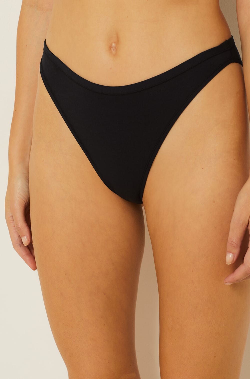 Stretchy Organic Cotton High Cut Bikini COTON 360 NOIR ETAM