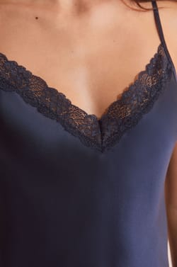 Silk Camisole with Lace Details;${refinementColor}