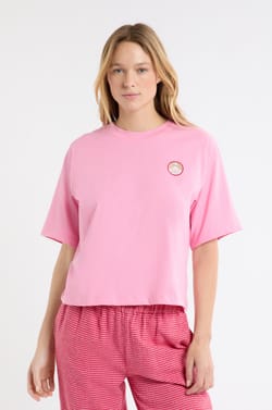 Camiseta de pijama de algodón con estampado;${refinementColor}