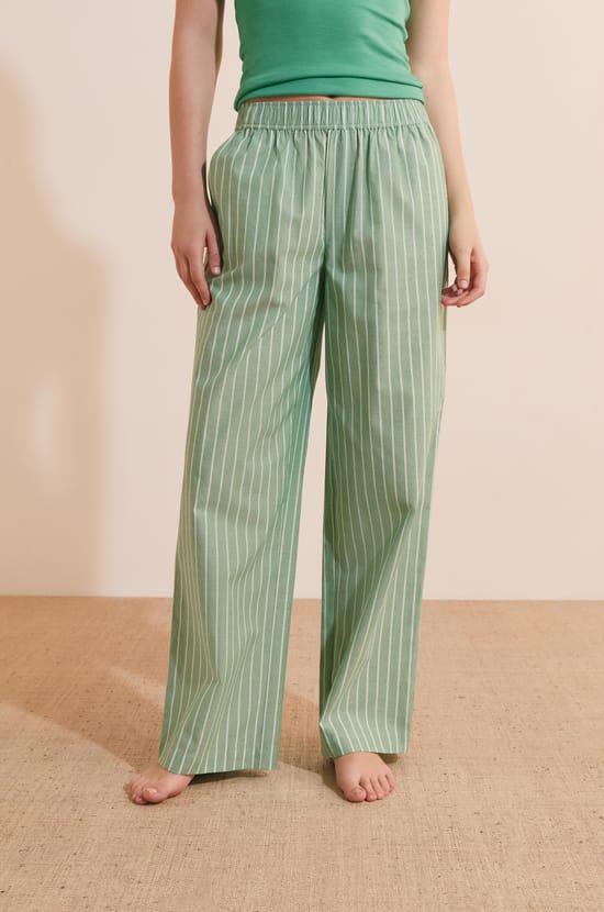 Pantalon de pyjama &agrave; rayures en coton;${refinementColor}