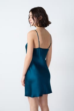 Silk Nightdress With Lace Details;${refinementColor}