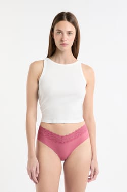 V-shape Hipster in Microfiber and Lace;${refinementColor}