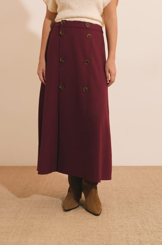 Jupe longue avec d&eacute;tails boutons;${refinementColor}