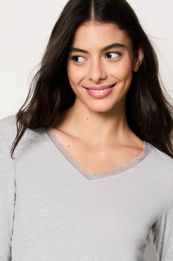 Long Sleeve Thermal Knit T-Shirt;${refinementColor}