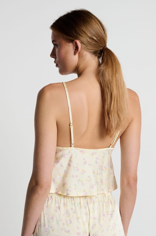 Top de pyjama imprimé à fleurs;${refinementColor}