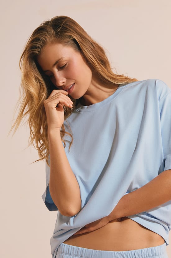 T-shirt de pyjama manches courtes en coton;${refinementColor}
