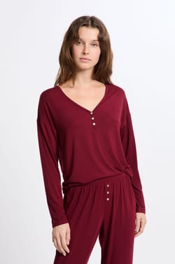 Camiseta de pijama de manga larga de modal;${refinementColor}