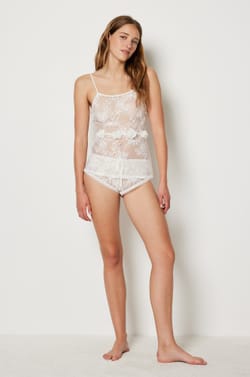 Lace Camisole in Transparent Material;${refinementColor}