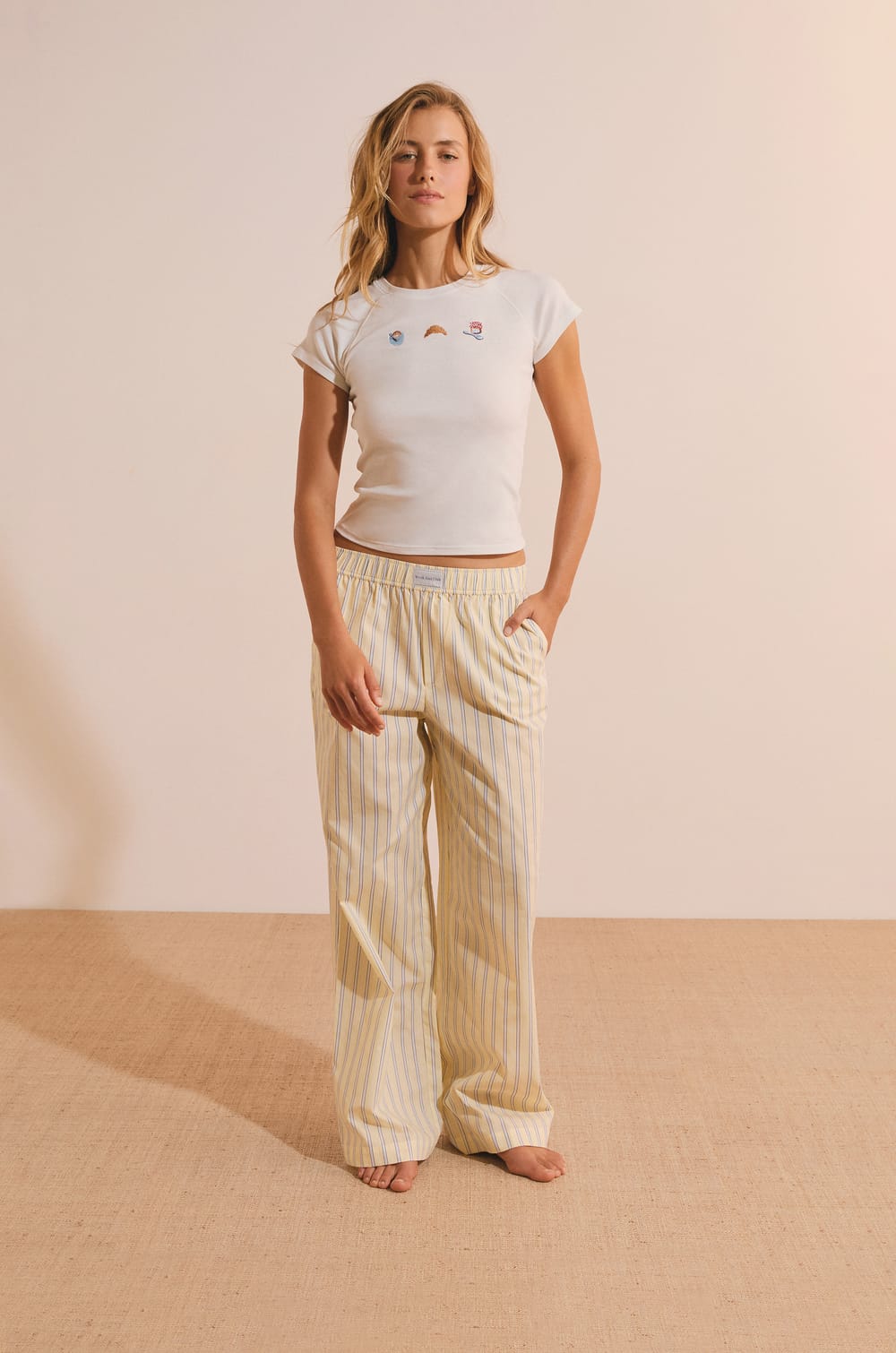 T-shirt de pyjama en coton avec motifs;${refinementColor}