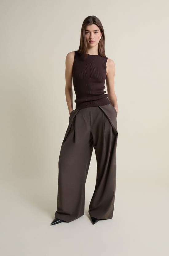 Ribbed Round Neck Tank Top;${refinementColor}