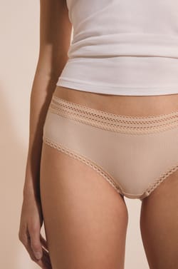Boyshort in Microfiber with Lace Details;${refinementColor}