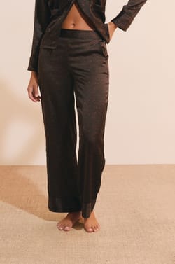 Pantalon de pyjama satin&eacute; &agrave; motifs;${refinementColor}