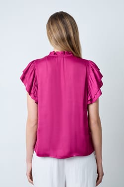 Blouse manches courtes satin&eacute;e;${refinementColor}