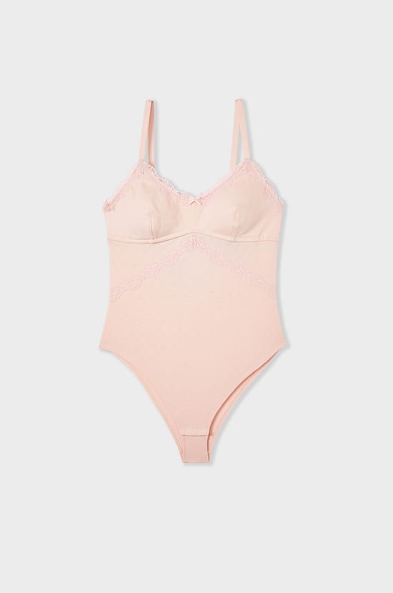 Body nach Mastektomie aus Baumwolle und Spitze;${refinementColor}