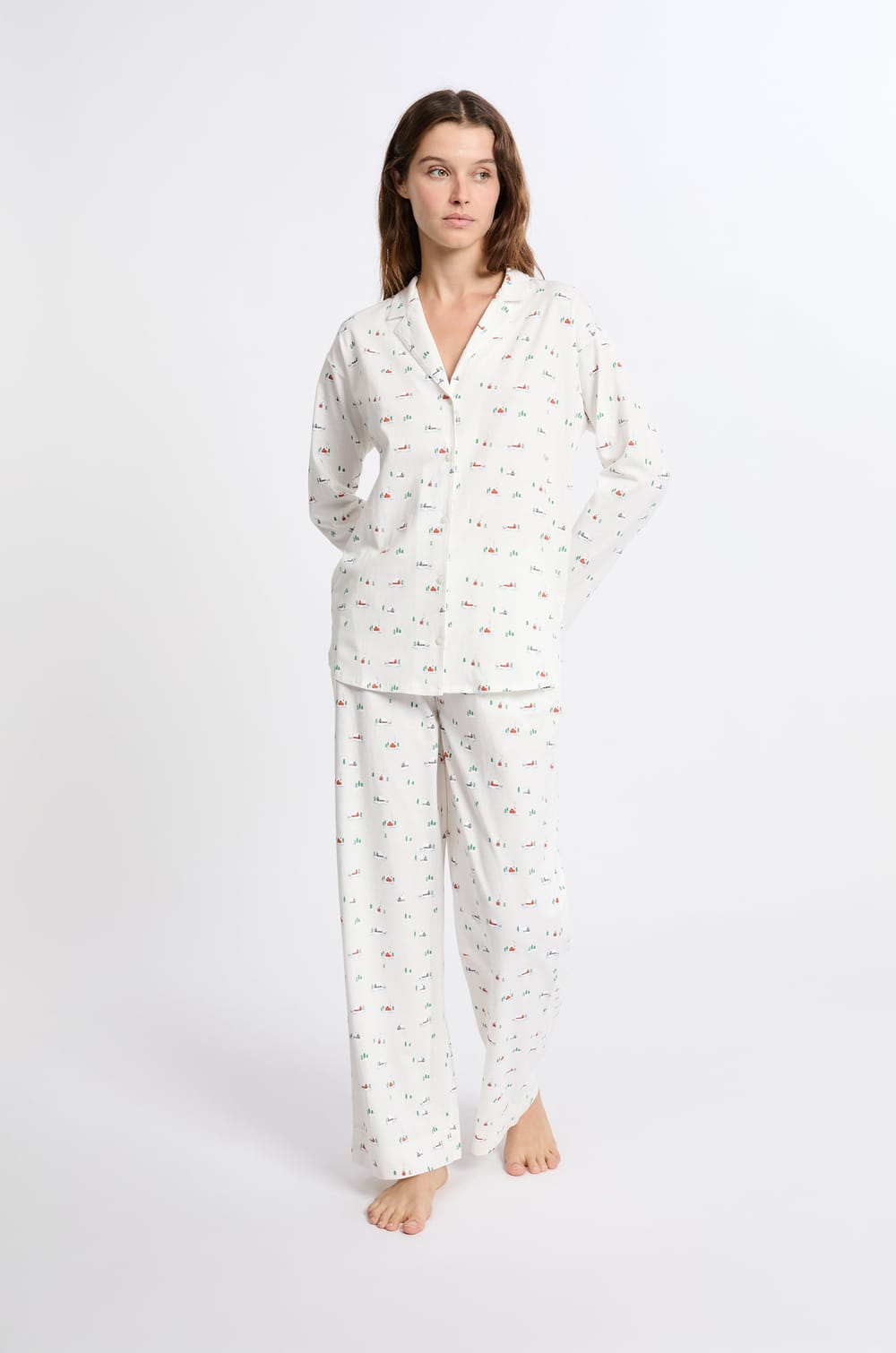 Patterned Cotton Pyjama Shirt;${refinementColor}