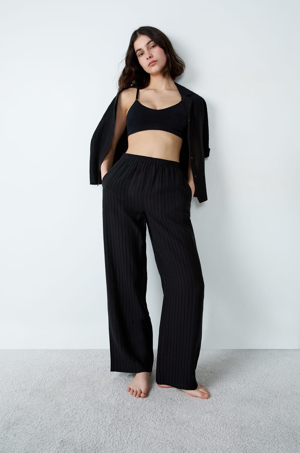 Pantalon de pyjama large à rayures;${refinementColor}