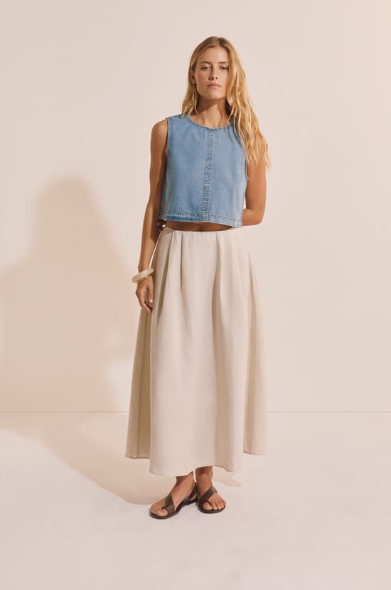 Top effet jean en coton;${refinementColor}