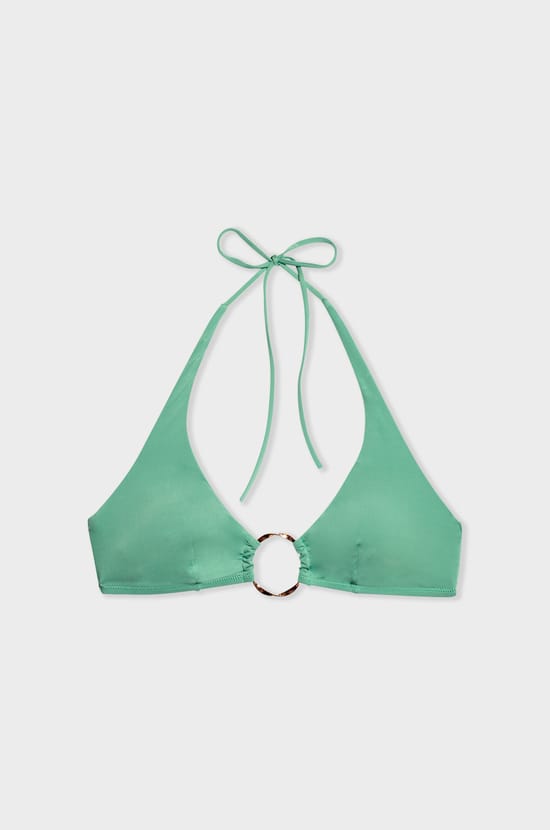 Ring Detail Triangle Bikini Top;${refinementColor}